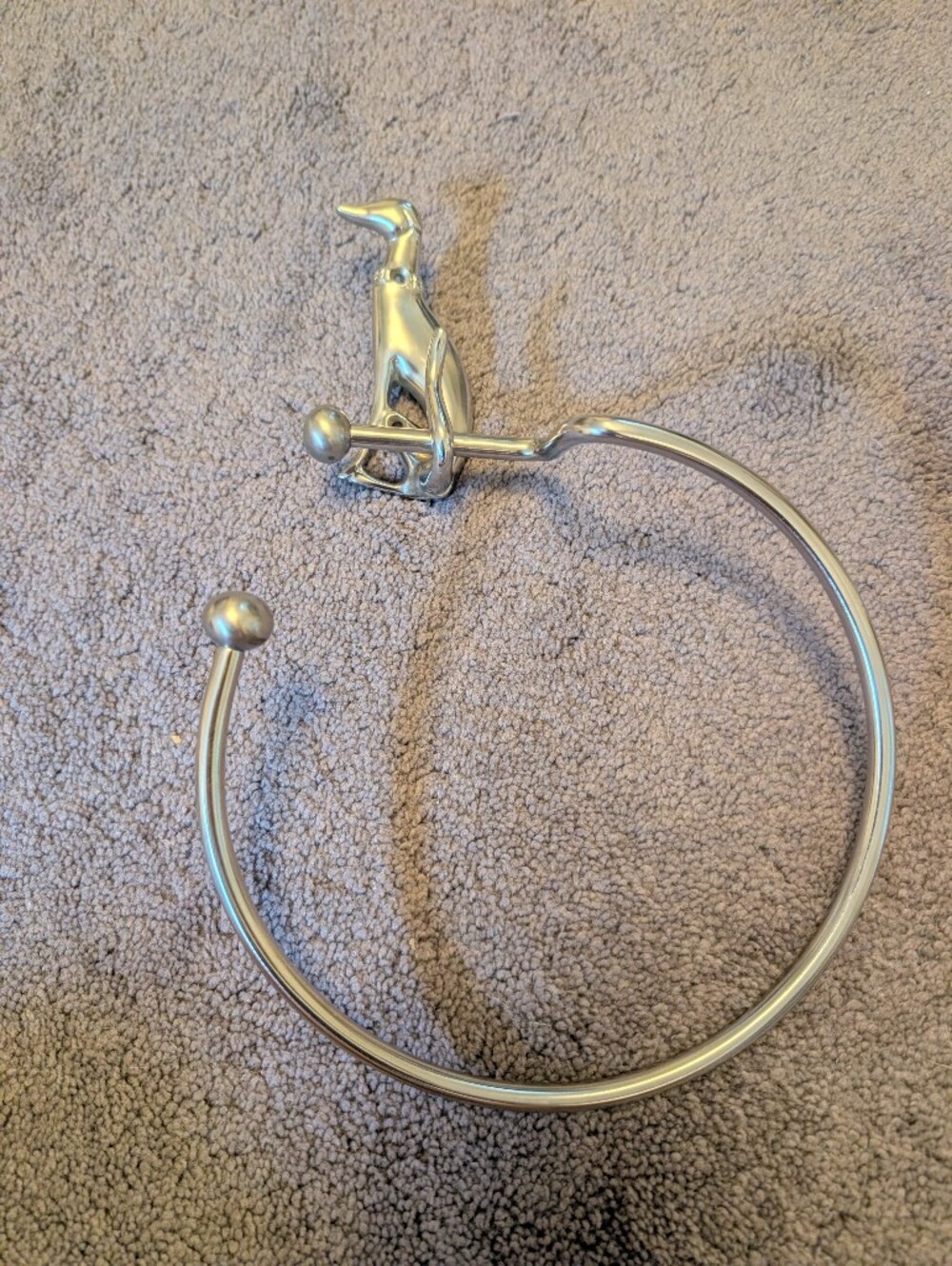 Anthropology Caine Dog Towel Ring In Brushed Nickel